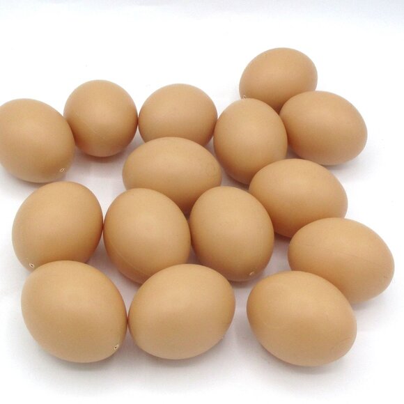 Set Of 14 Brown Plastic Faux Chicken Eggs For Display Or Craft Use U - Picture 1 of 2